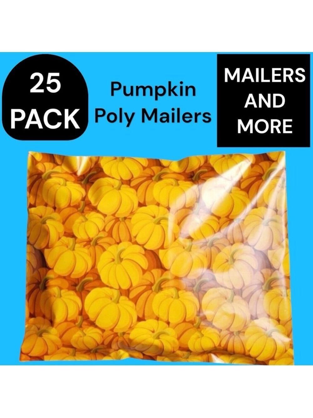 25 10X13 Poly Mailers Pumpkin, Shipping Envelopes Bags PRICE IS FIRM Fall - Picture 4 of 11
